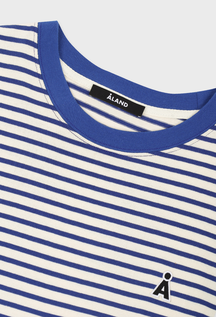 ALAND A LOGO JACQUARD KNIT PULLOVER BLUE