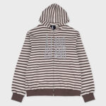 ALAND ISLAND LOGO STRIPED HOODY ZIP-UP (BROWN)