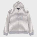 ALAND ISLAND LOGO STRIPED HOODY ZIP-UP (MELANGE GREY)